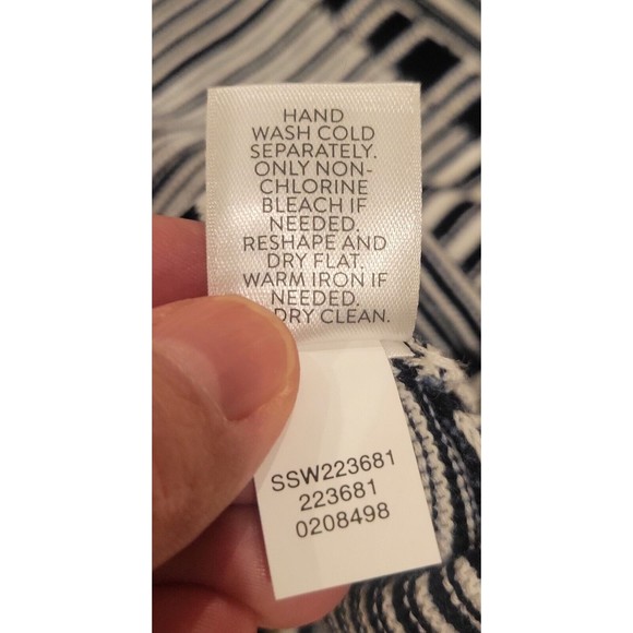 J. Jill Striped Knit Sweater Top Cotton Black White 3/4 Sleeve Boxy Size Small - Picture 5 of 9